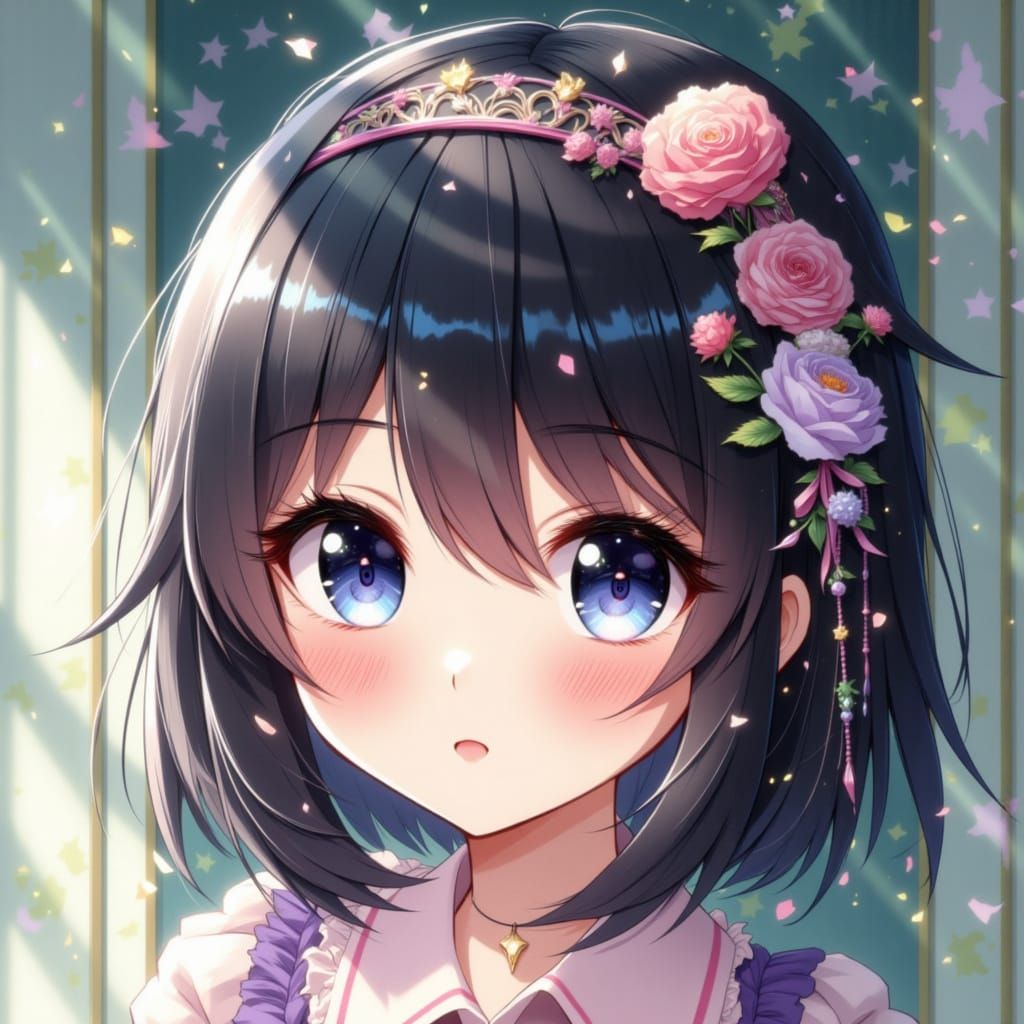 Anime Girl With Shy Gaze in Studio Ghibli Style