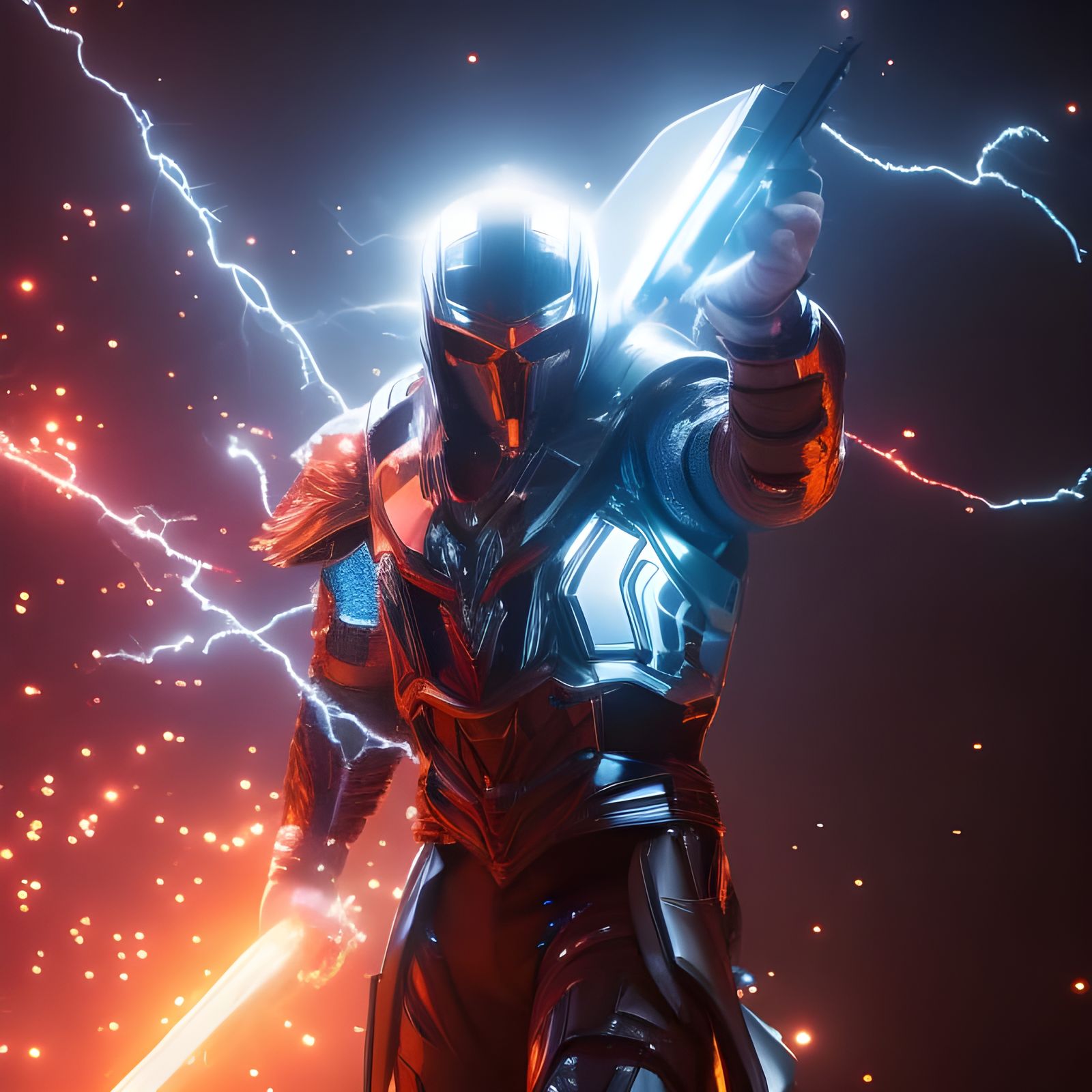 Unrealistic Futuristic Hero in Neon Dazzle