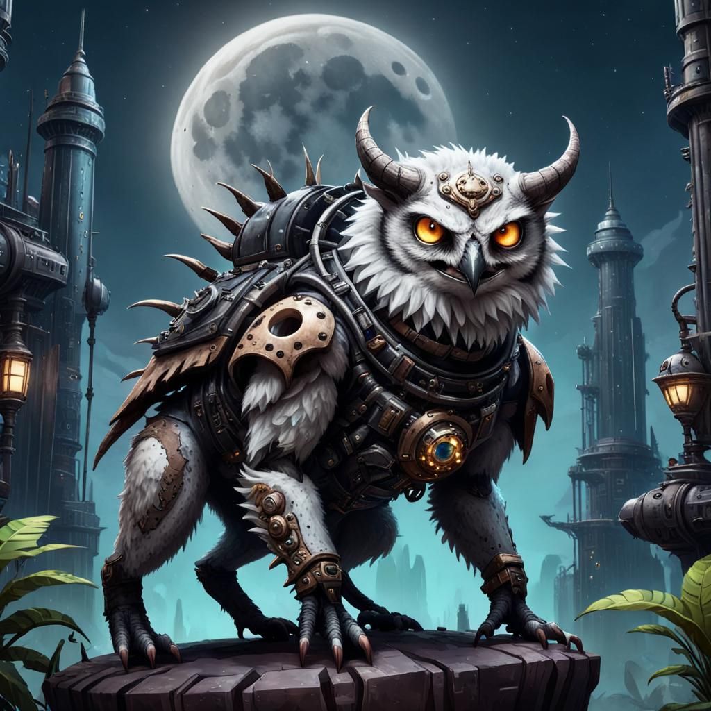 Primalcore Moonpunk Owl Illustration