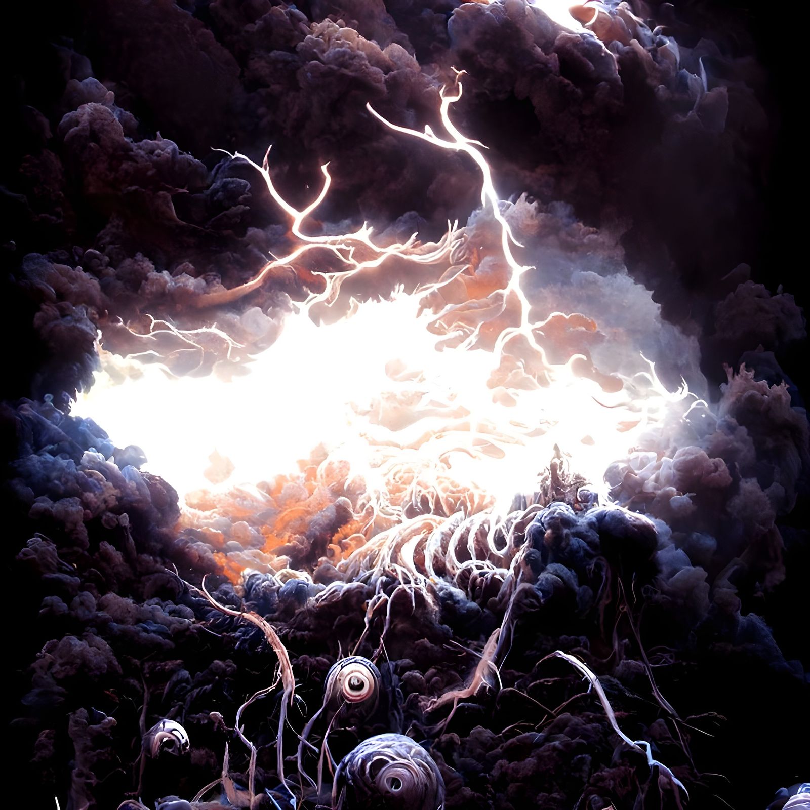 Surreal Storm Painting in a Natural Horror Style