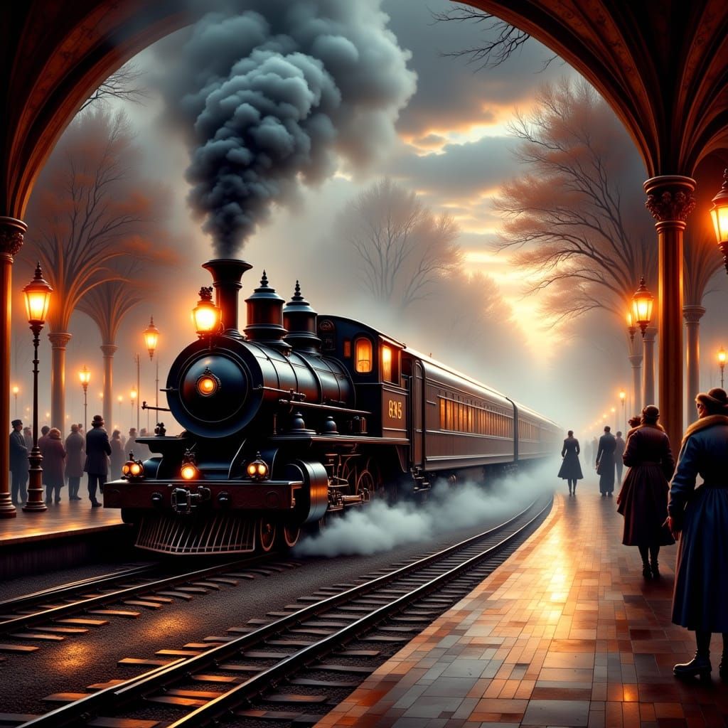 Vintage Steam and Future Maglev on Surreal Platform