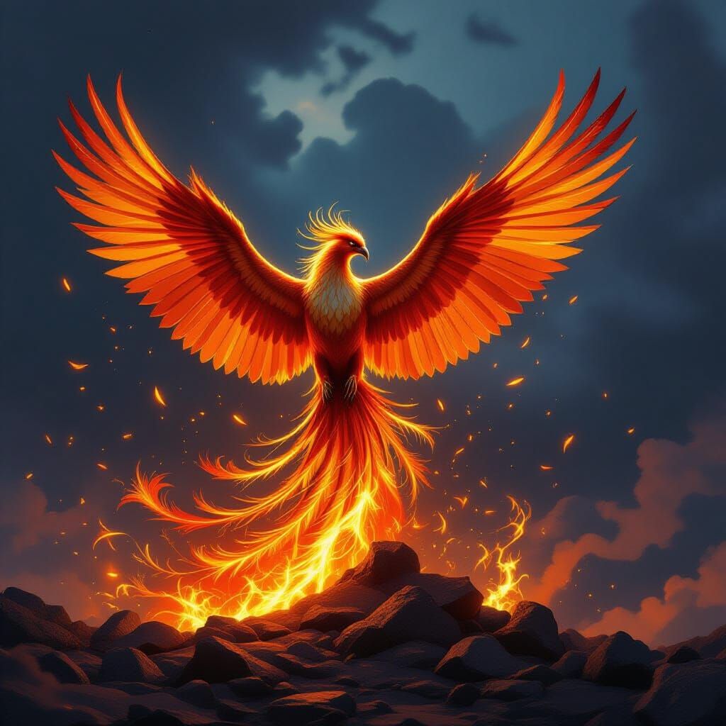 Majestic Phoenix Erupts in Fiery Glory