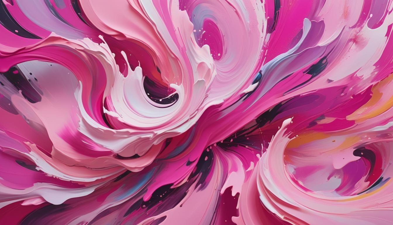 Dynamic Abstract Expressionism in Swirling Pinks