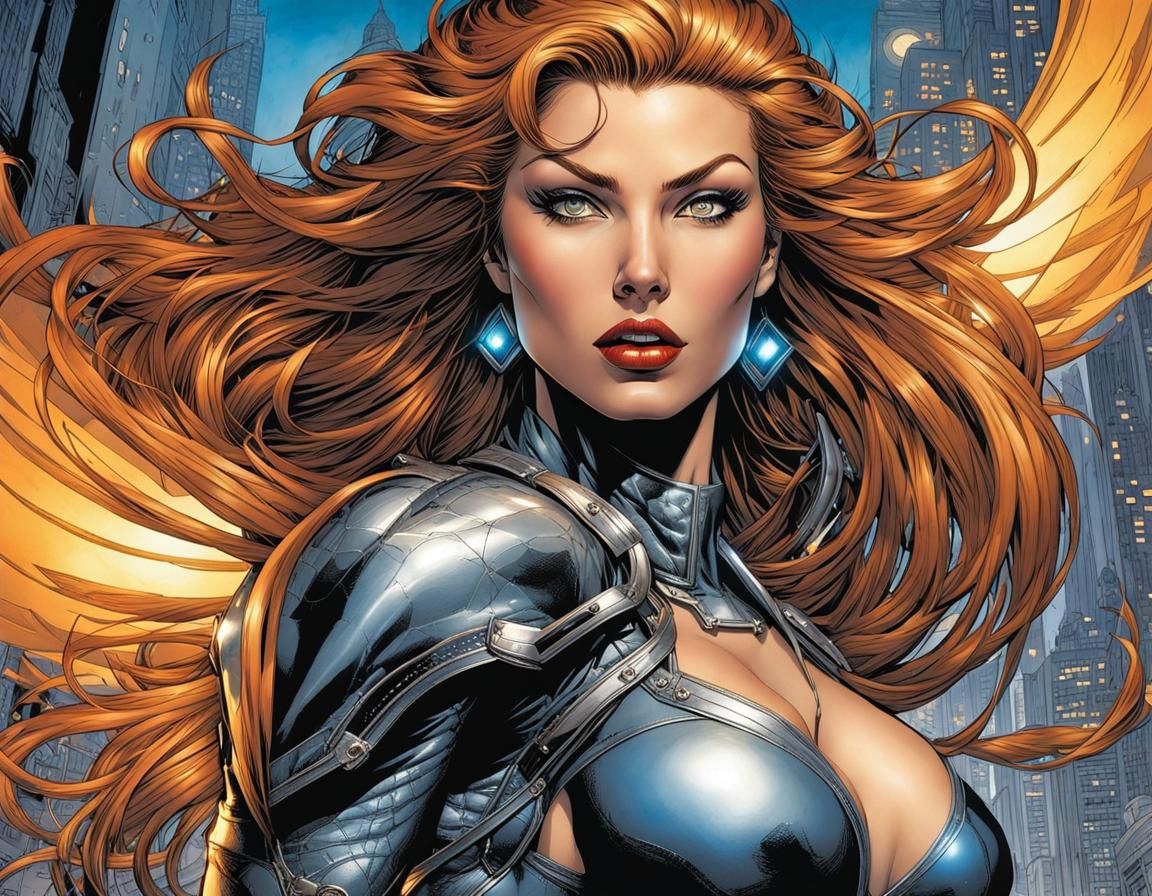 Hyperrealistic Woman in Comic Book Art Style