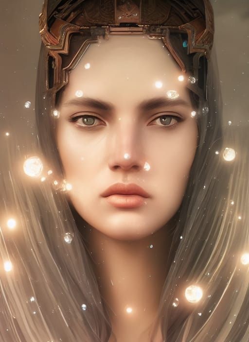 Ethereal Crystal Woman Portrait in Digital Art Style