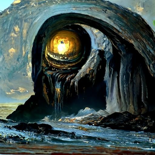 Surreal Abyss Gazes Back: Oil Painting