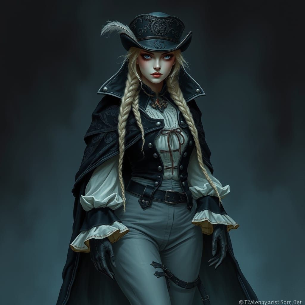 Victorian-Era Gothic Horror Maiden in Moody, Atmospheric Ill...