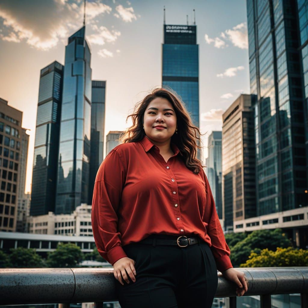 Urban Woman in Golden Hour Glow