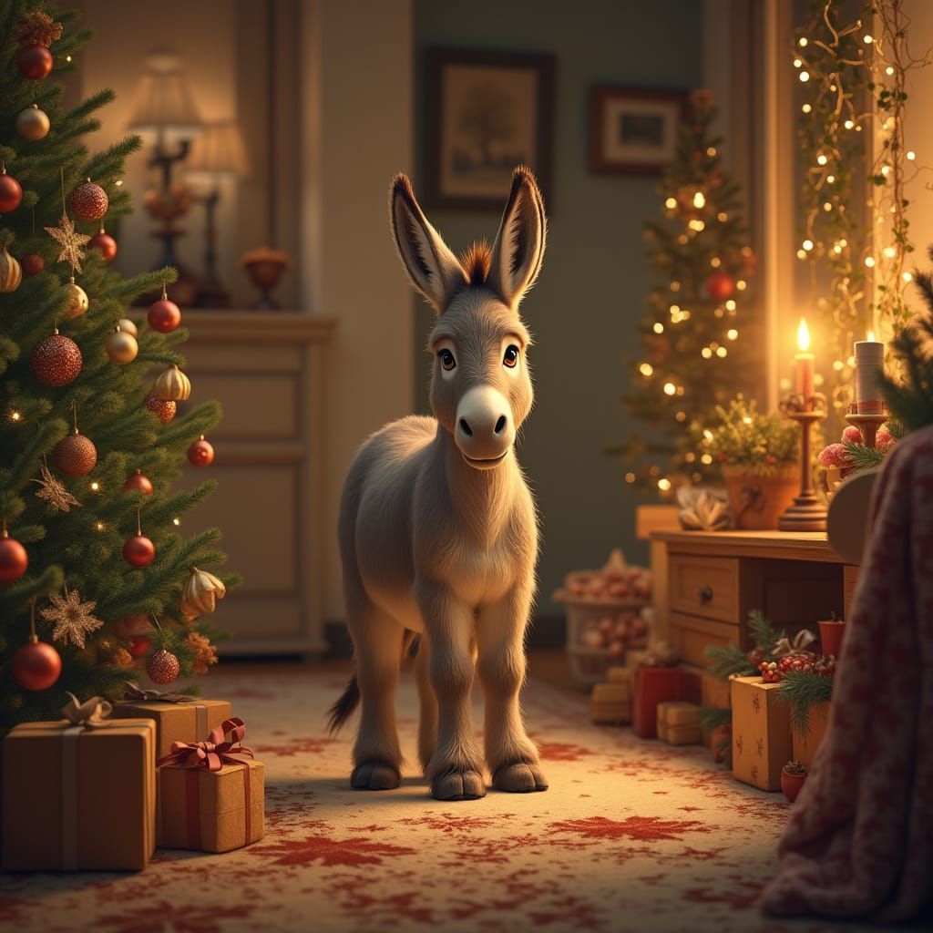 Cozy Christmas at Home with a Gentle Donkey