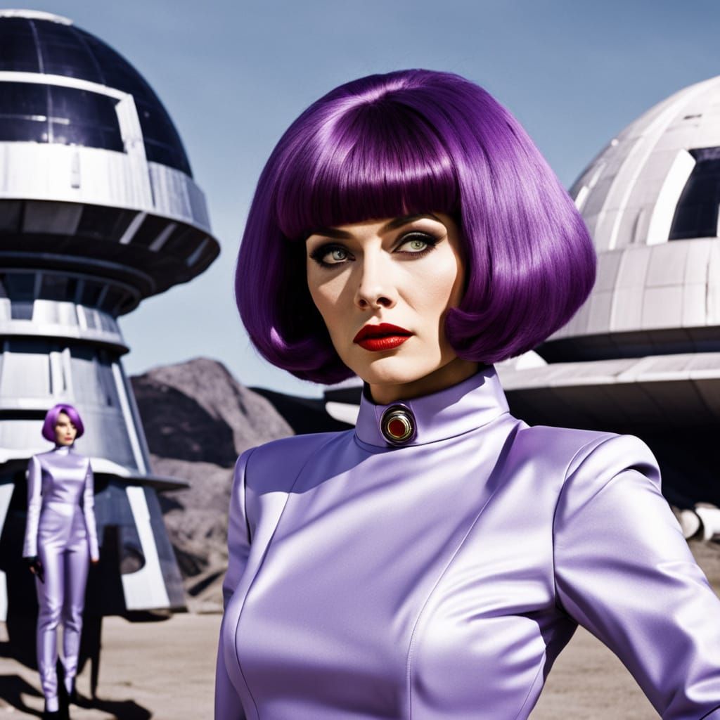 Femme Fatale Space Agent in Retro Pin-Up Style