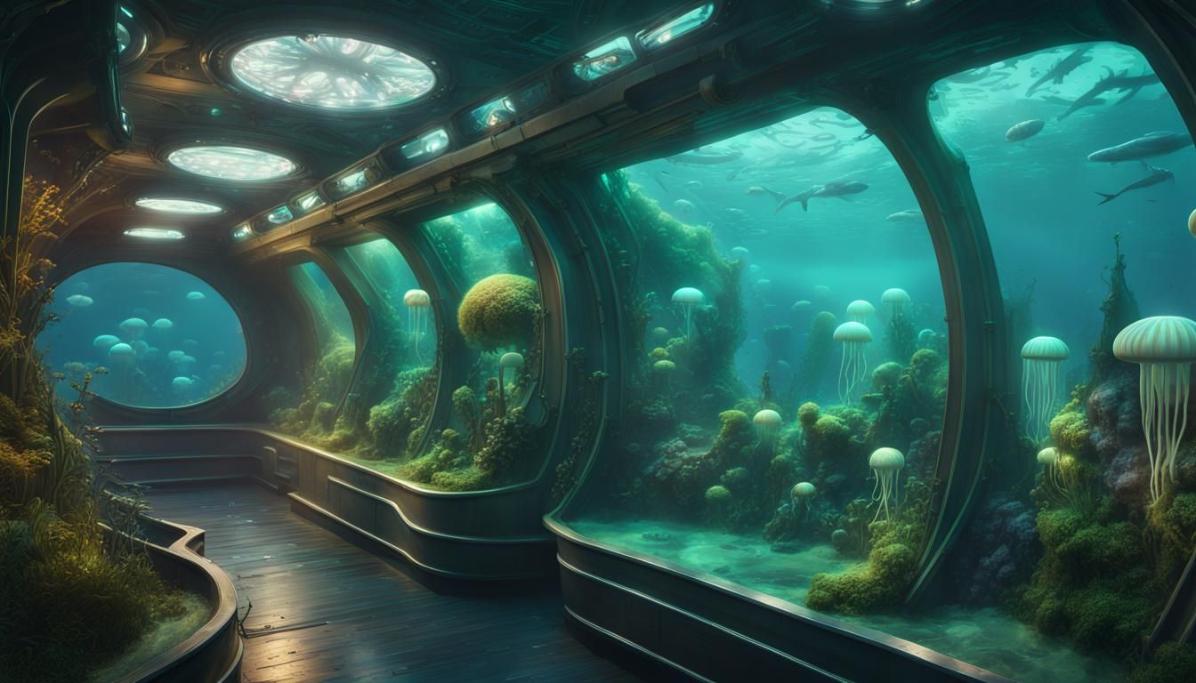 Futuristic Underwater Submarine Exploration in Detailed Matt...