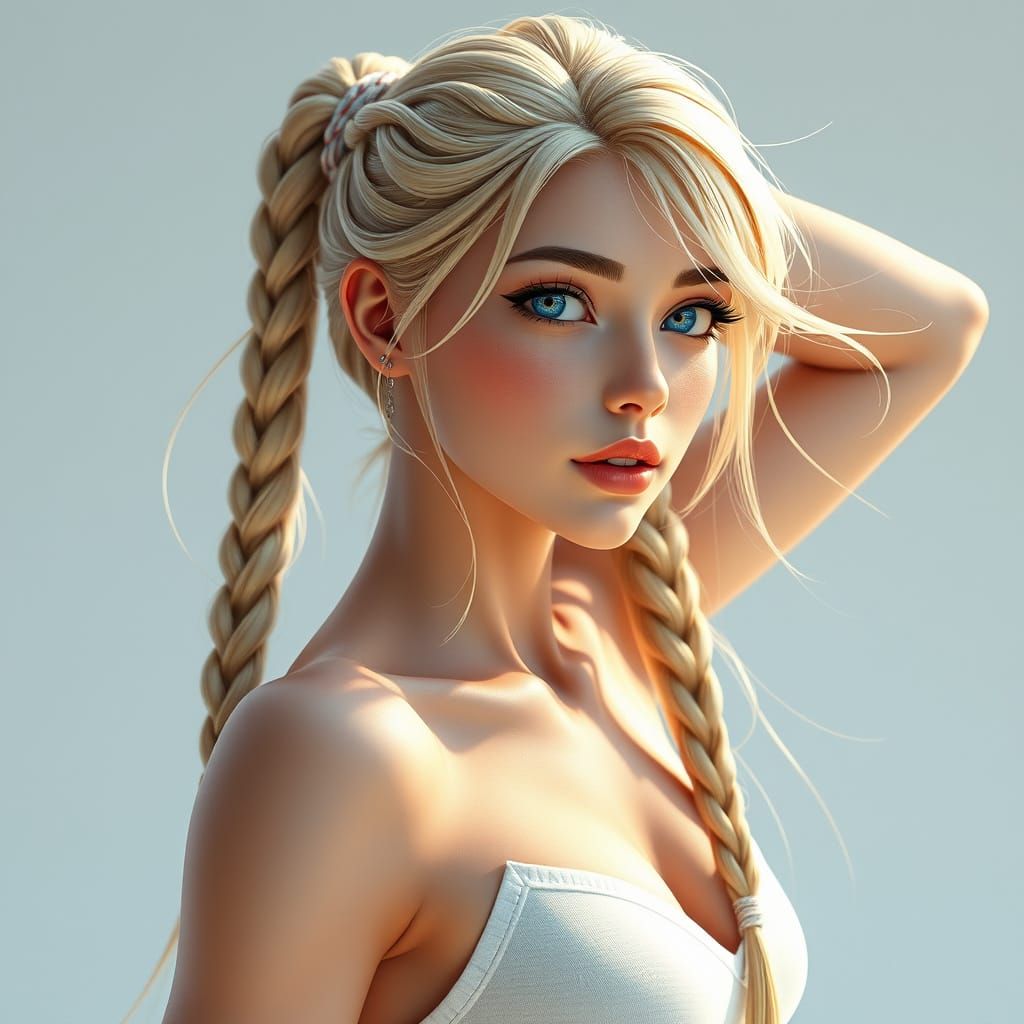 Detailed 3D Anime Art of a Beautiful Blonde Woman