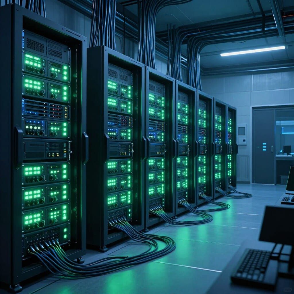 Futuristic Computer Room With Ethereal Glow