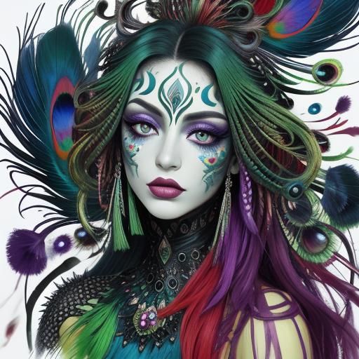 Surreal Dragon Woman in Abstract Expressionism