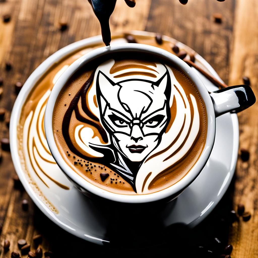 Catwoman Latte Art Coffee Design