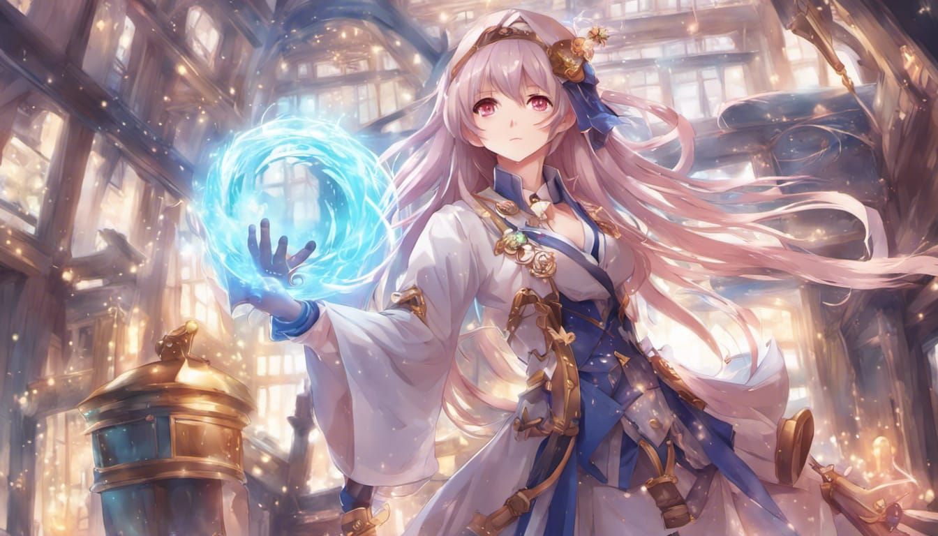 Anime Mage Character in Japanese Manga Style