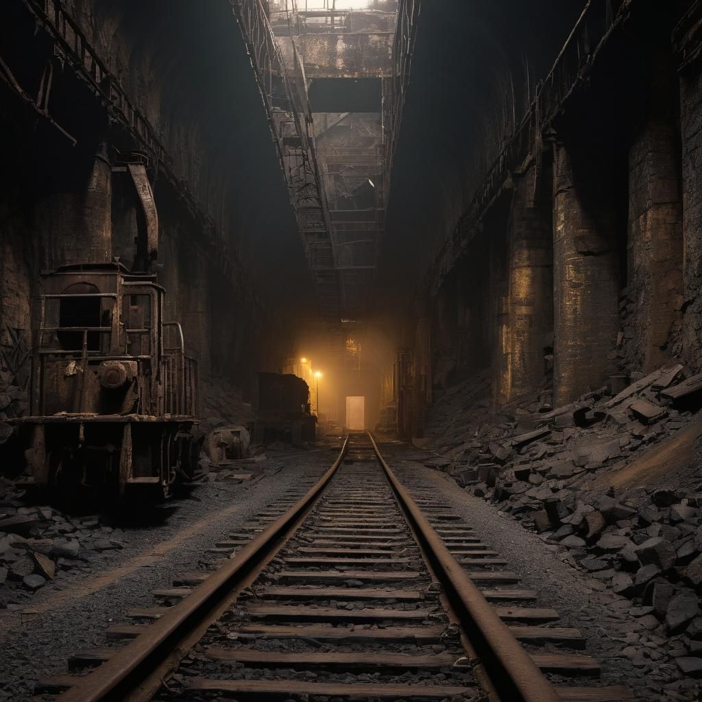 Eerie Abandoned Coal Mine: Industrial Concept Art