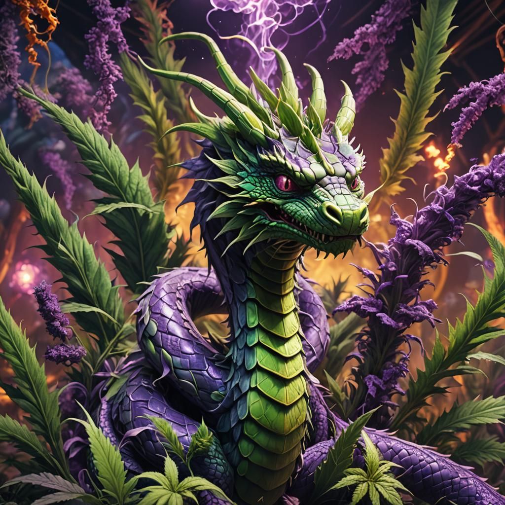 Hyperrealistic Cannabis Shen Long Dragon Snake