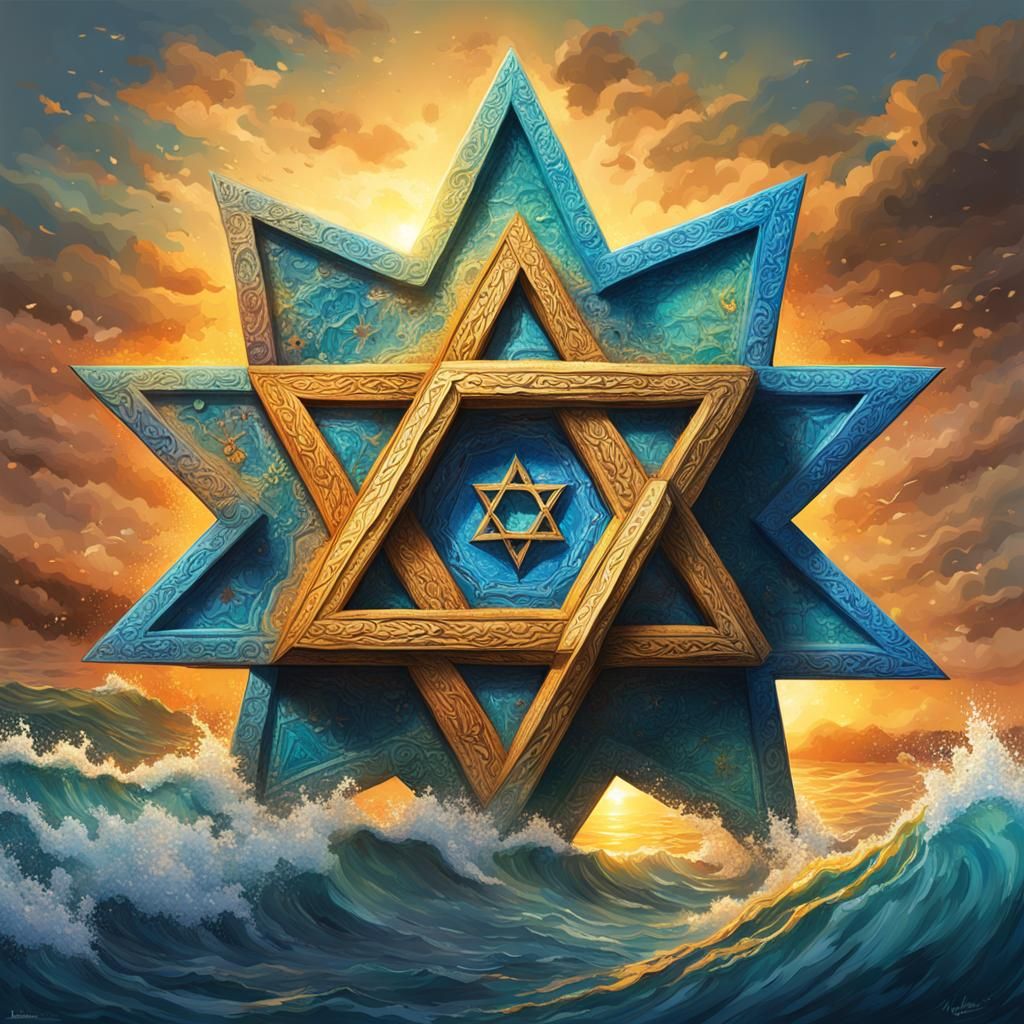 Star of David in Mediterranean Sea