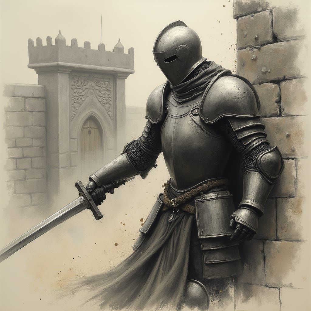 Medieval Knight Awakens in Vibrant, Dreamlike Scene