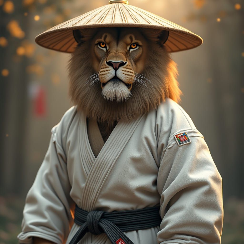 Majestic Lion Judoka in Elegant Attire