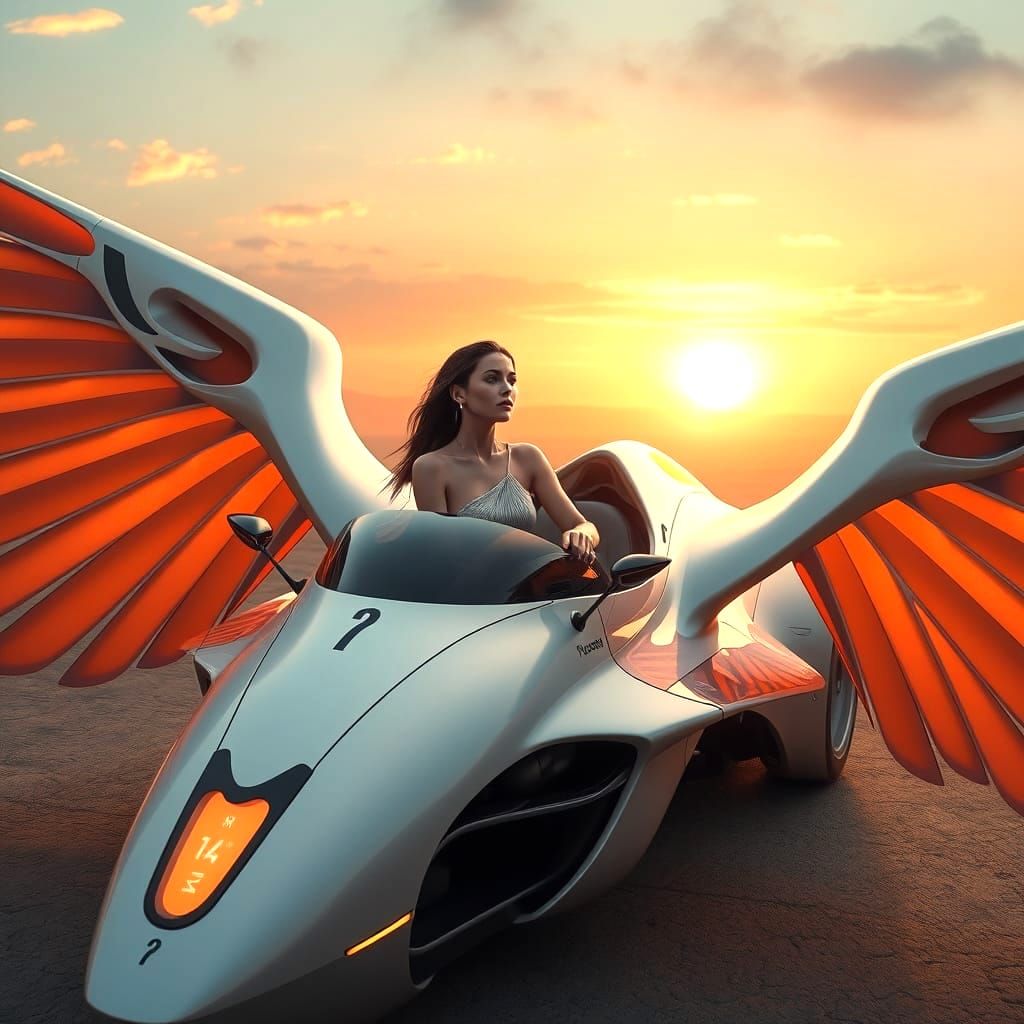 Futuristic Bird-Like Vehicle Soars Through the Skies