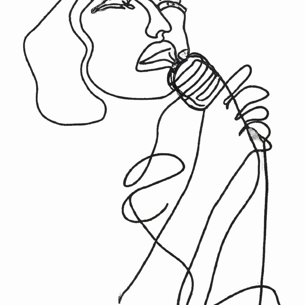 Minimalist Singer Portrait in Picasso Line Art Style