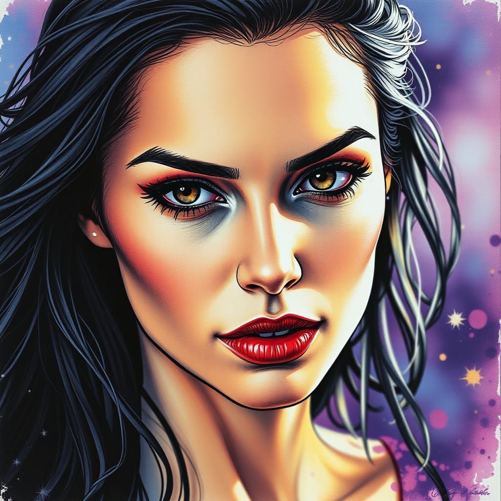 Intricately Detailed Portrait in Vibrant Splash Art Style