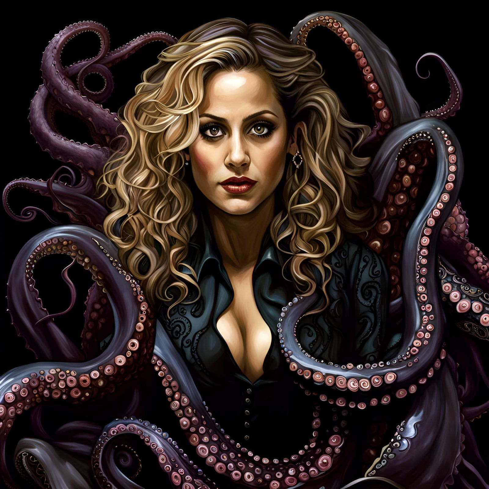 Brittany Murphy and Large octopus