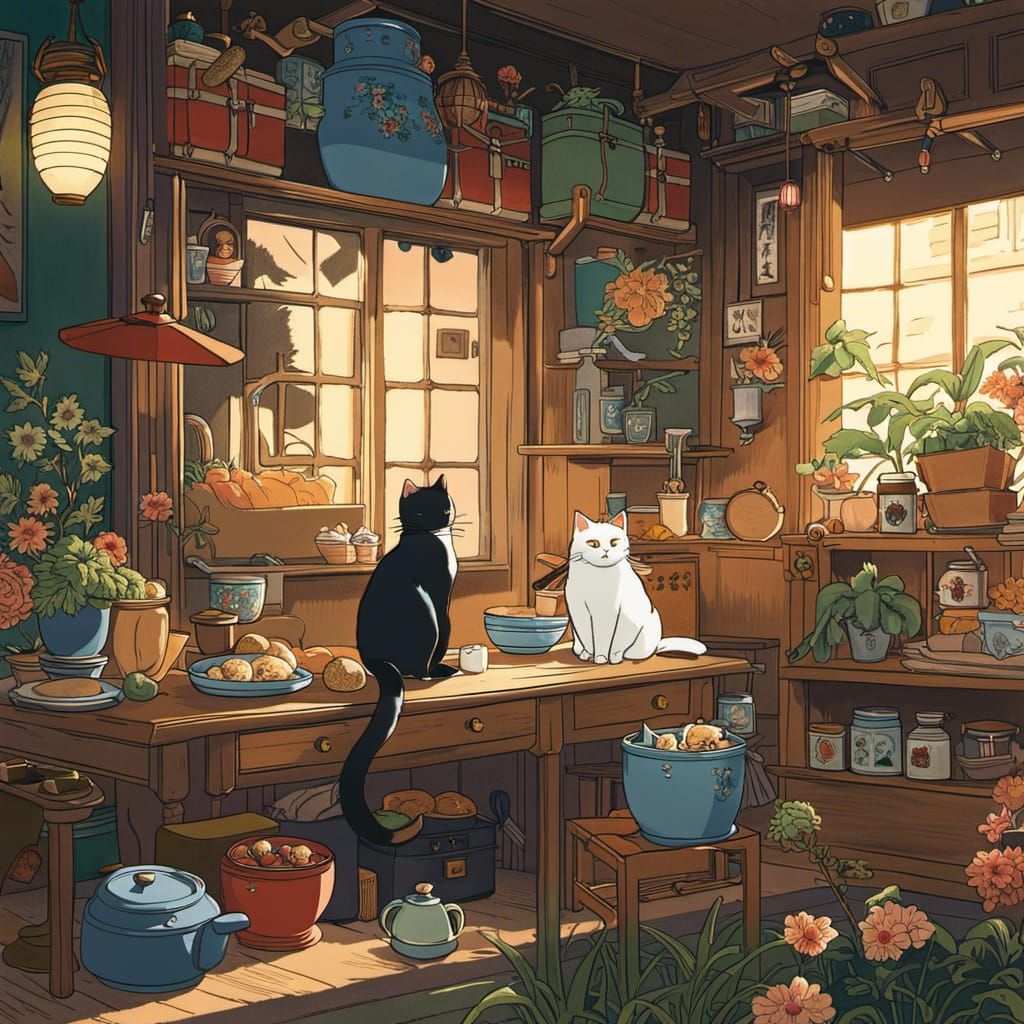 Cats in Ukiyo-e Style Anime Key Visual