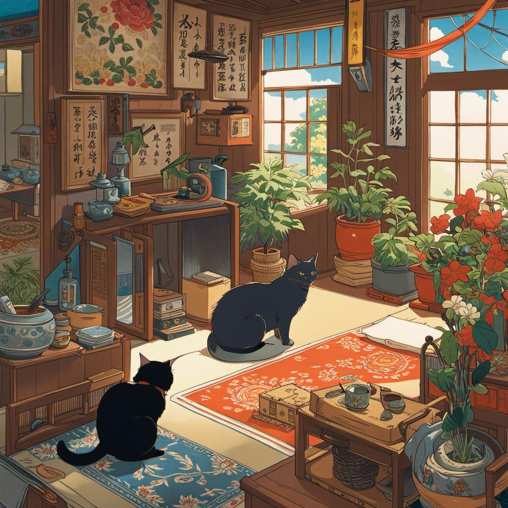 Cats Doing Things in Anime Key Visual Style