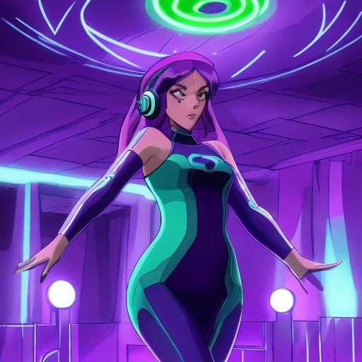 Hypnotic Nightclub Scene with Dancing Girl in Neon