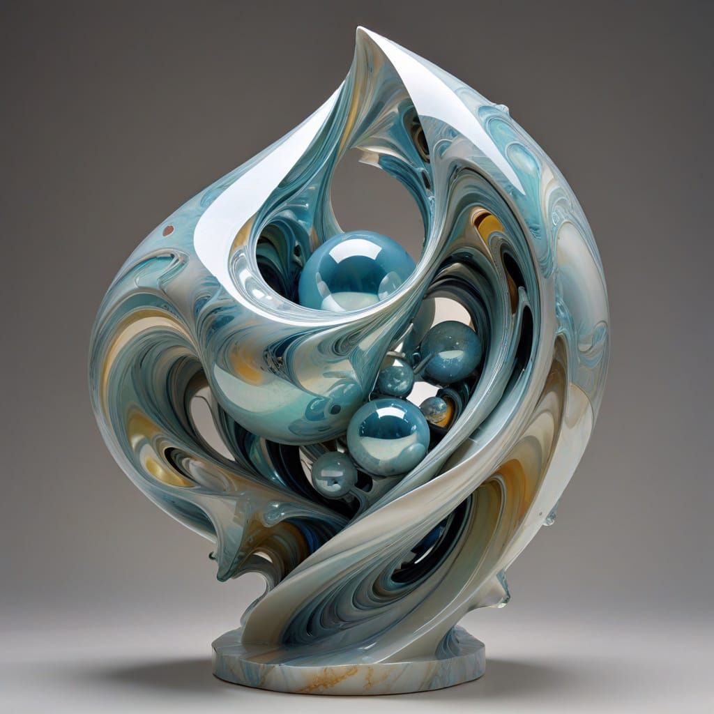 Surreal Abstract Sculpture with Blended Organic Curves and S...