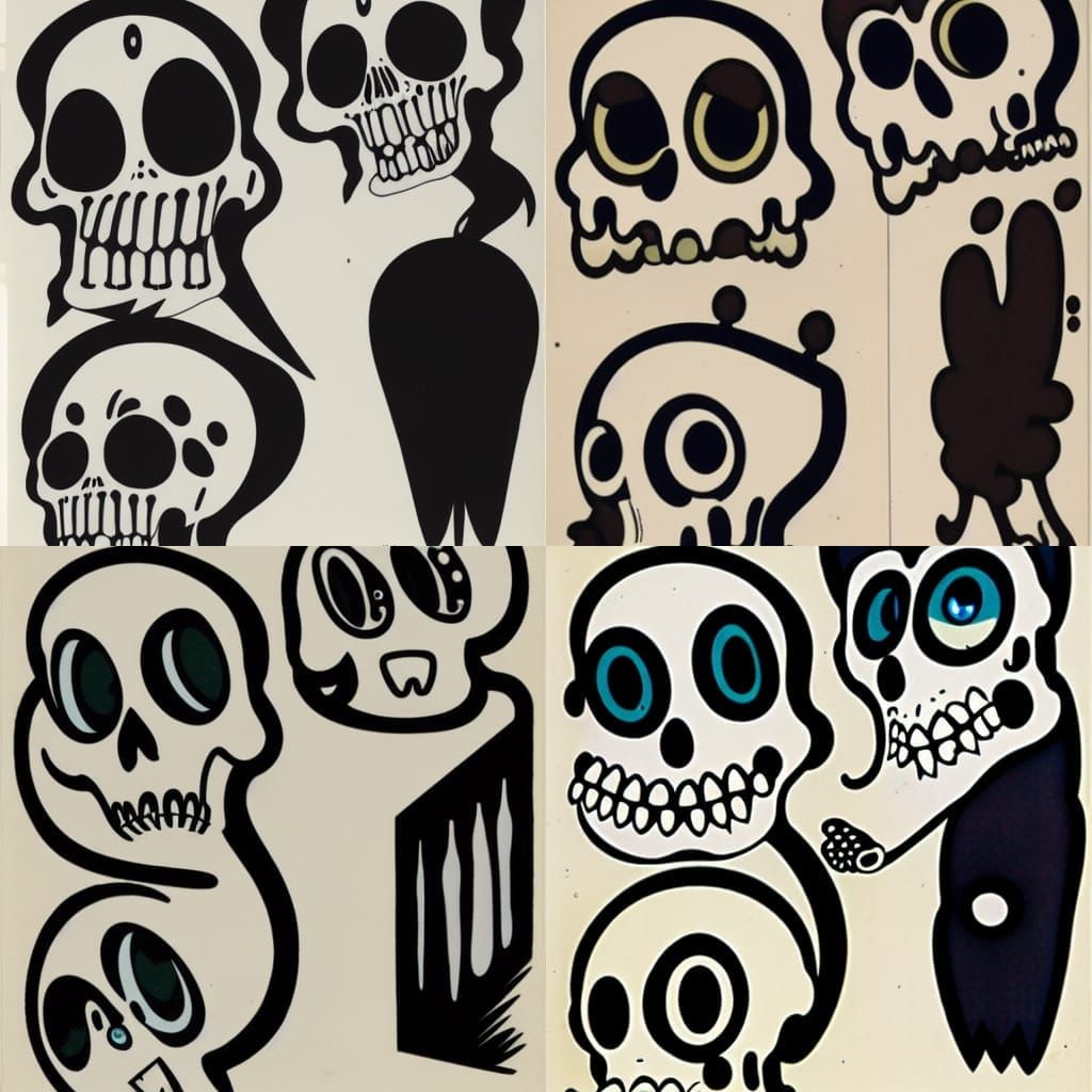 Weeping Skulls in 1930s Animation Style