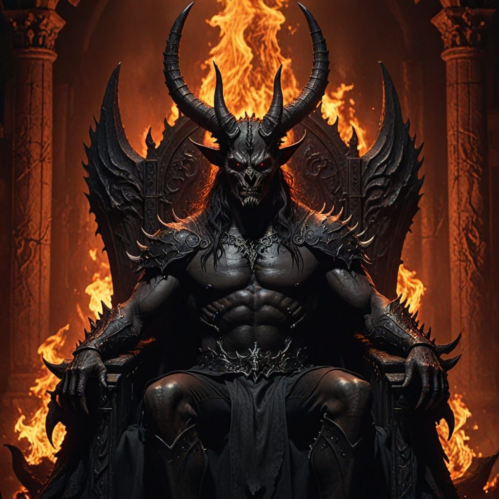 Dark Gothic Demon Lord in Throne Room
