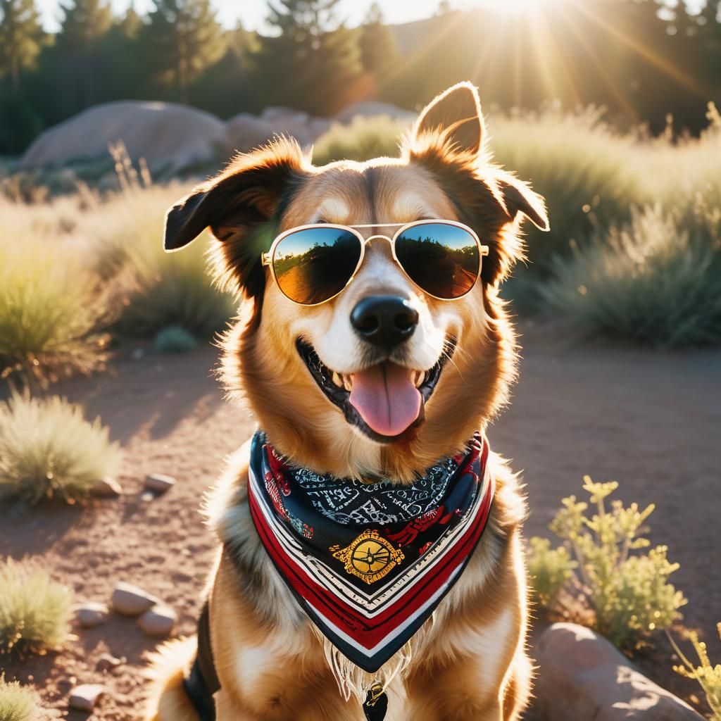 Smiling Dog in Sunglasses: Cinematic Film Still