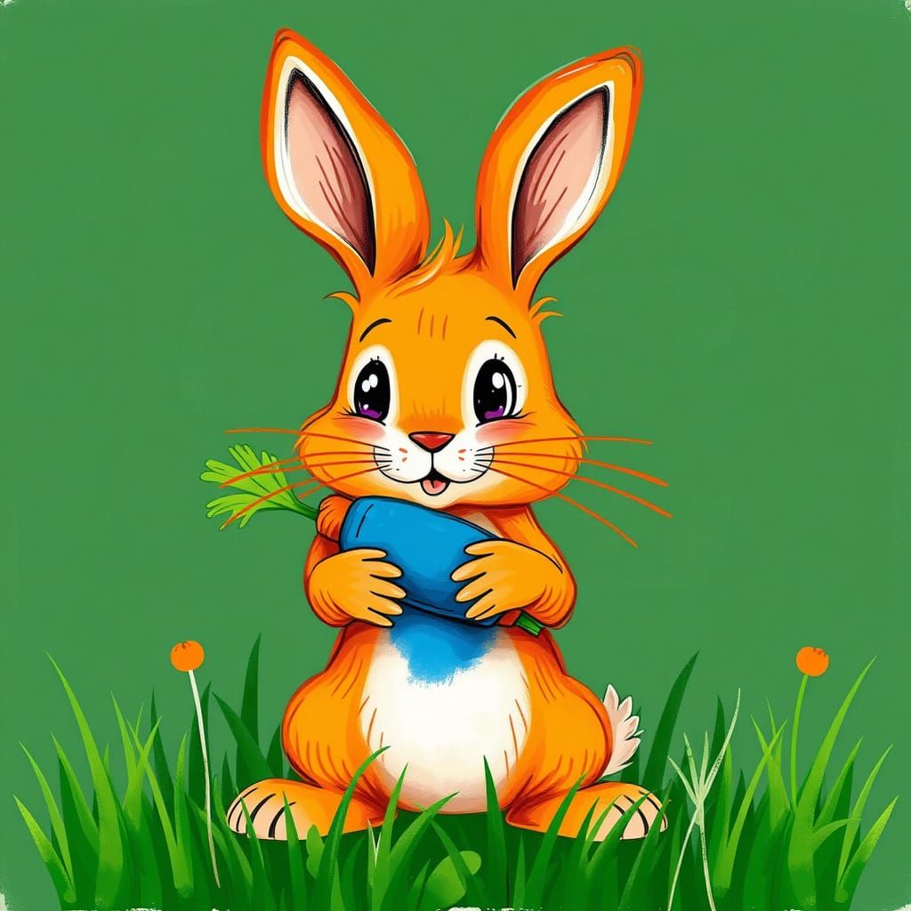 Vibrant Rabbit in Whimsical Fantasy Landscape