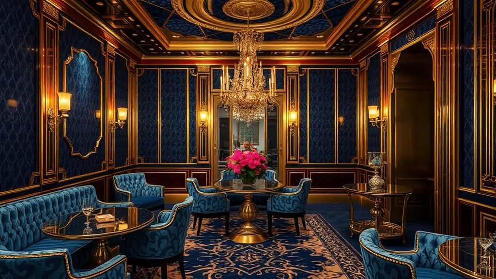 Opulent Art Deco Interior Design in Blue and Gold