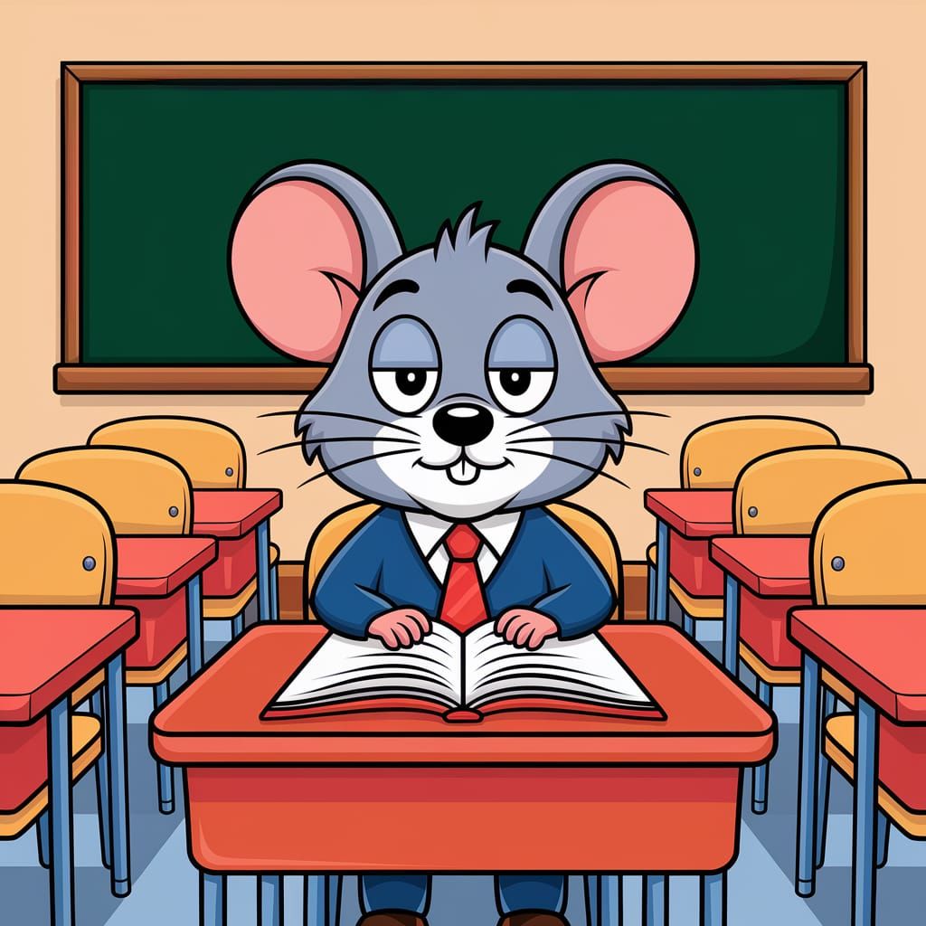 Shy mouse in school