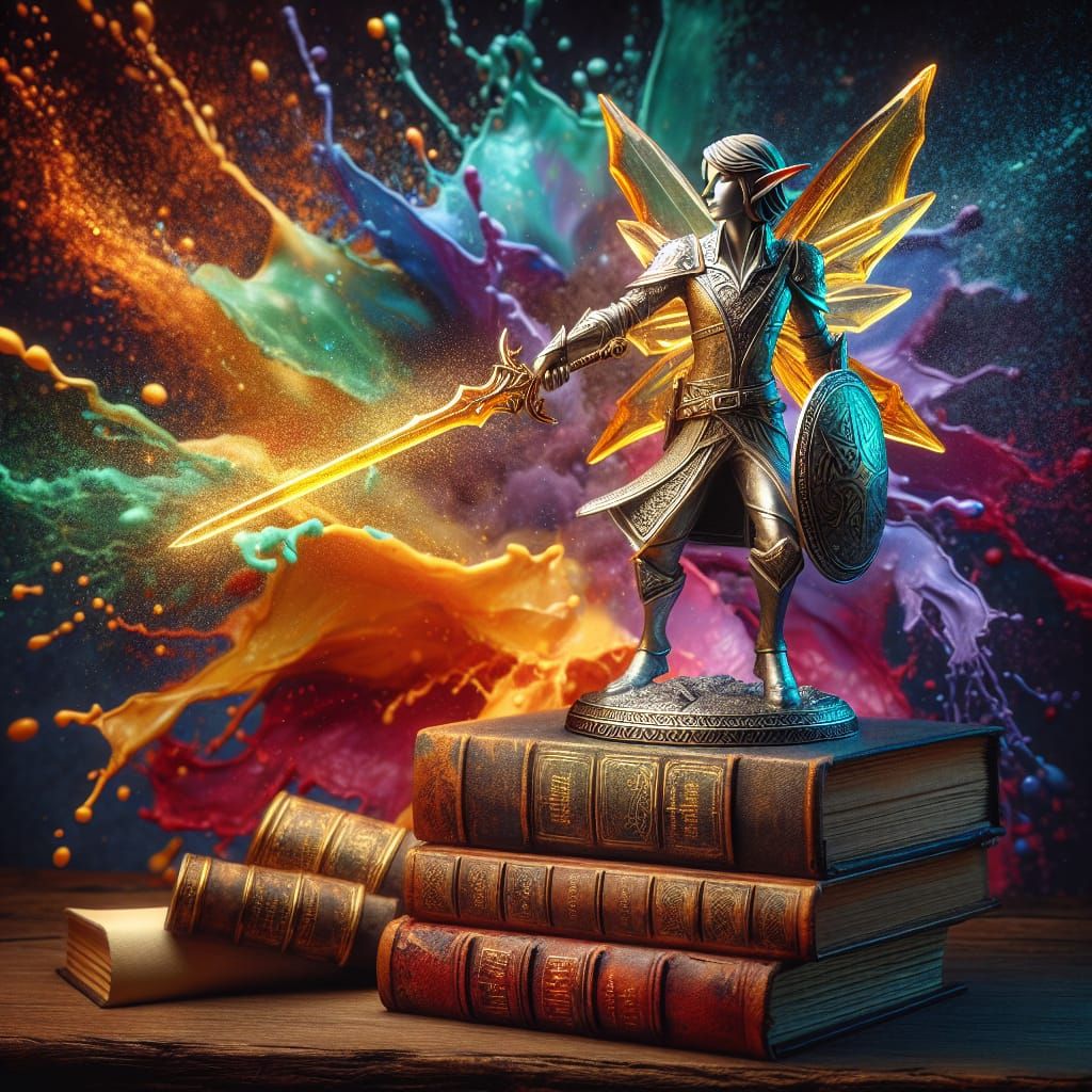 Crystal Elf Figurine with Sword and Shield