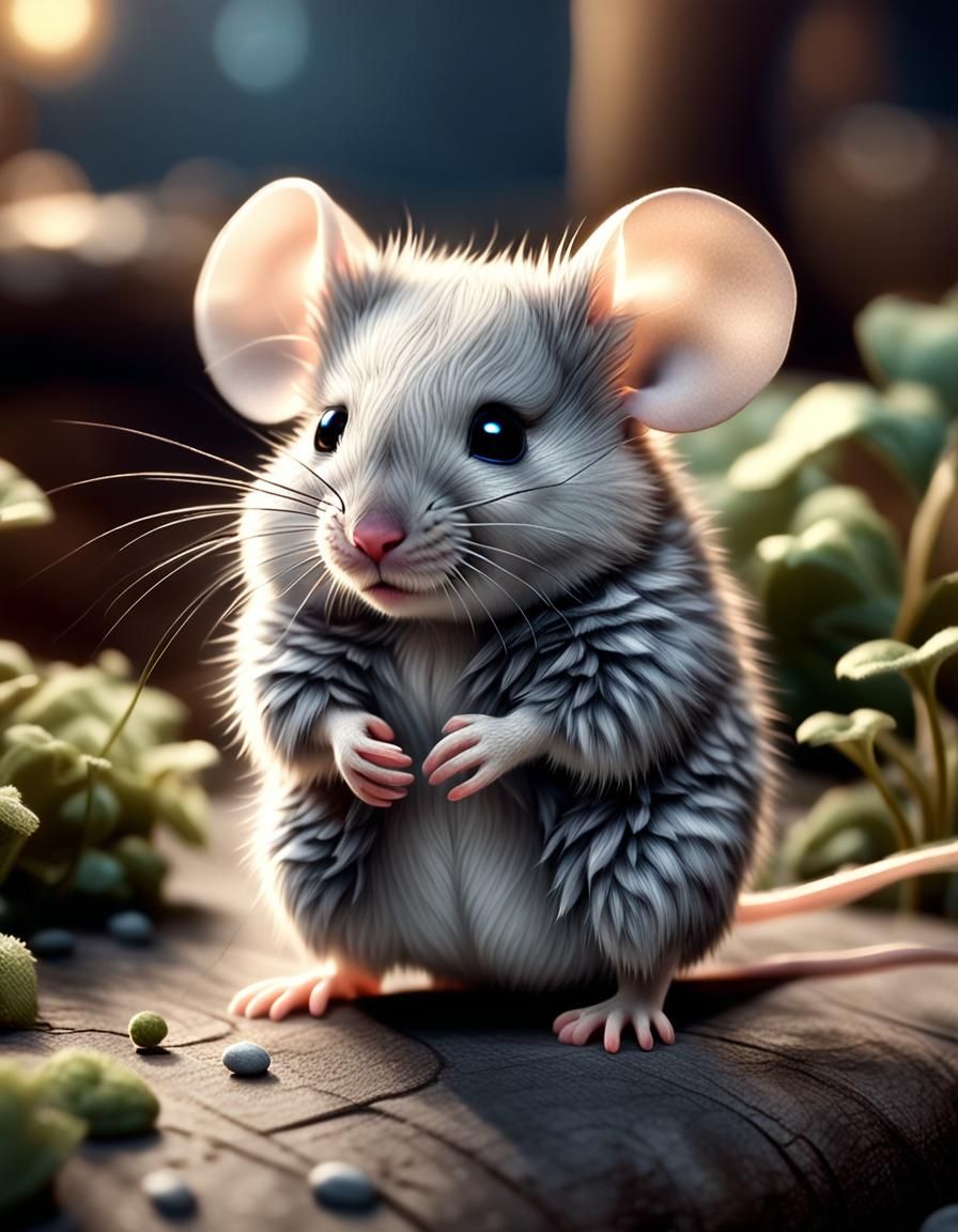 Adorable Hyperrealistic Mouse: 3D Digital Art Masterpiece