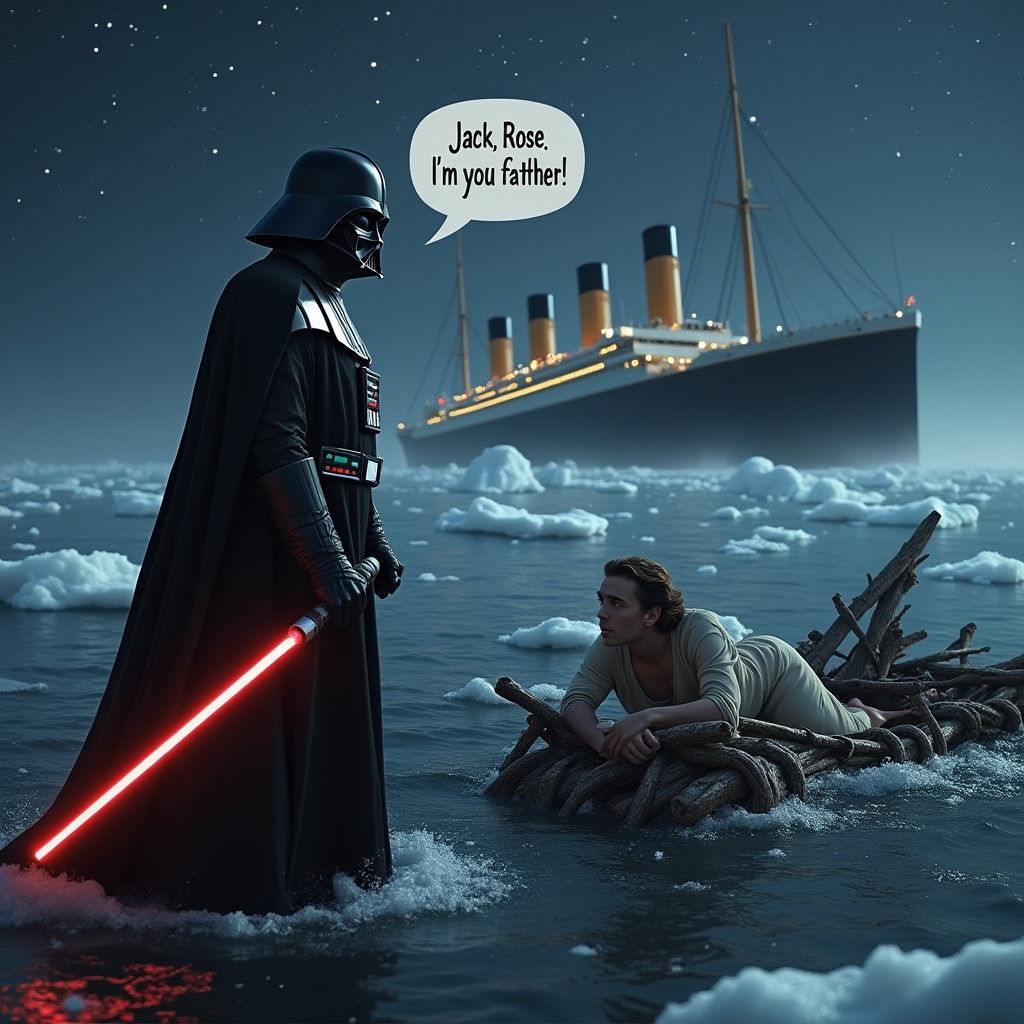 Darth Vader Meets Titanic: A Surreal Confrontation