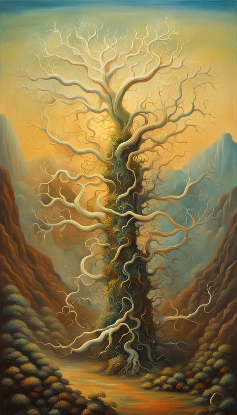 Surreal Bone Plant in Oil Painting Style