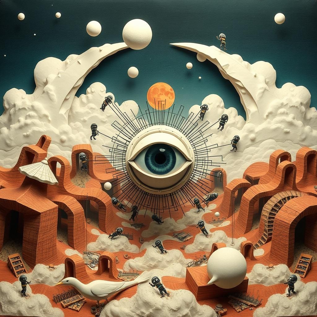 Surreal Eye in Dreamlike Dystopian Harmony
