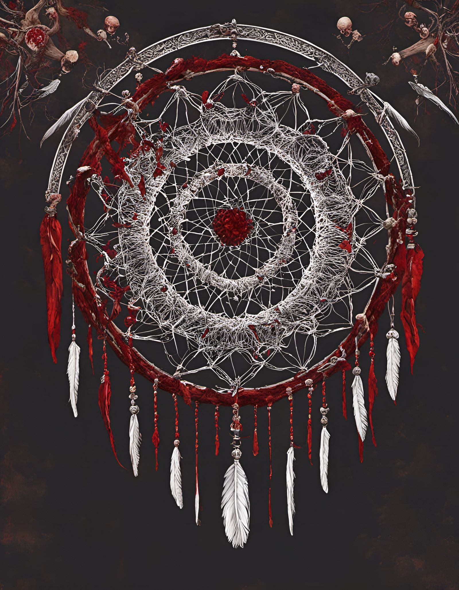 Visceral Bone Dreamcatcher with Blood and Webs