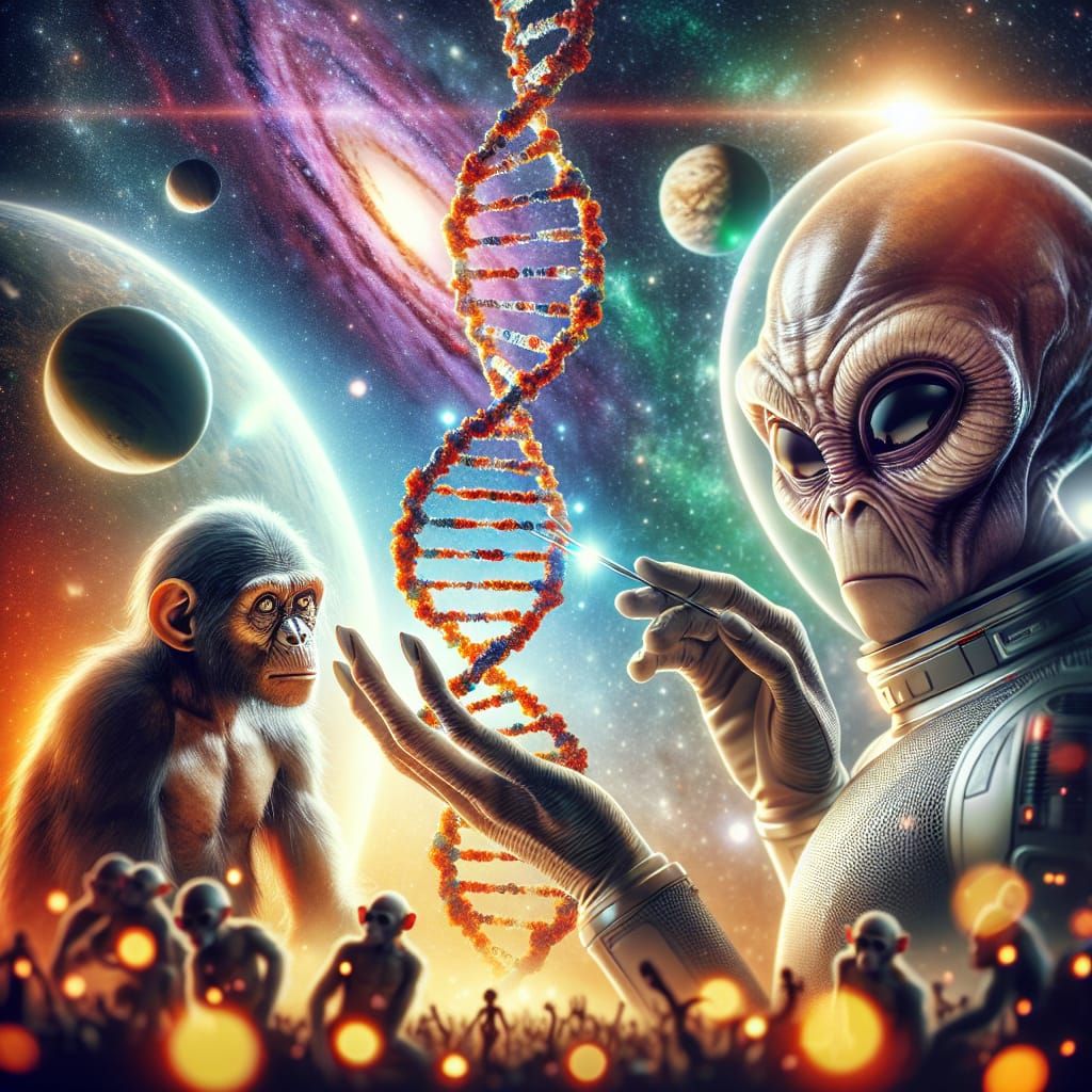 Apes watch on as the gray edits dna