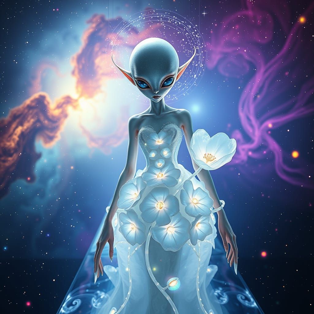 Ethereal Alien Beauty in Cosmic Splendor