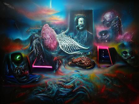 Surreal Neon Horror in Retro Synthwave Style