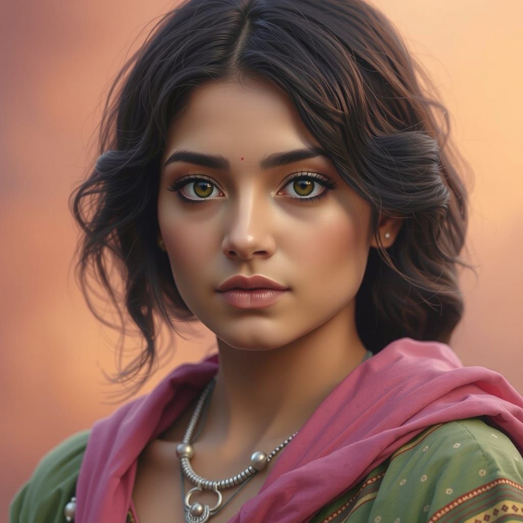 Indian Goddess in Sunset Glow