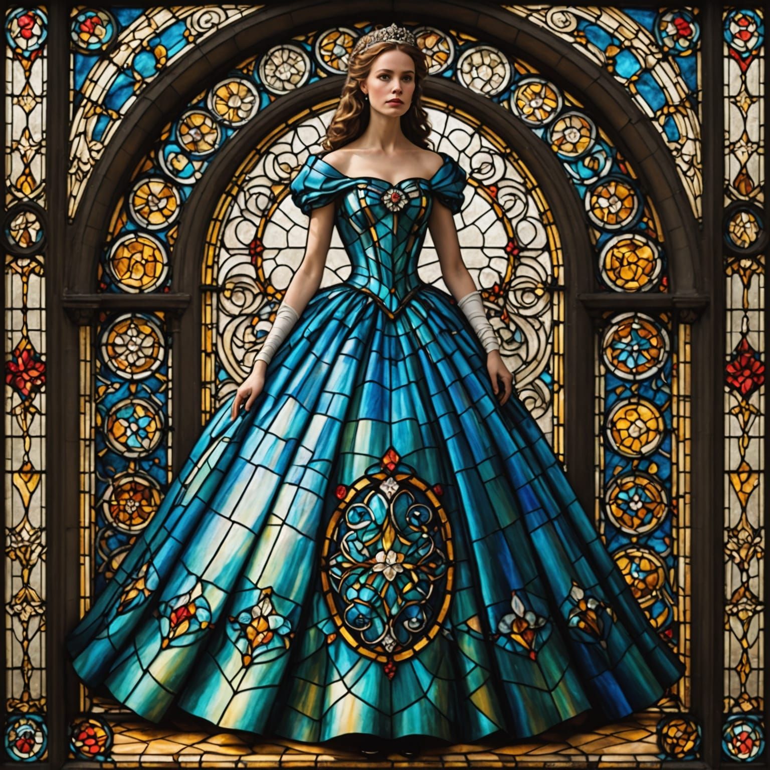 Vibrant Stained Glass Ball Gown Unfolds